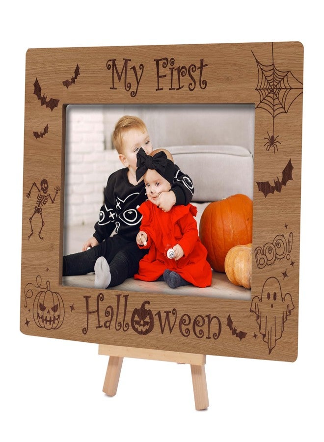 Cazhes Halloween Picture Frames, My 1st Halloween Wooden 4x6 Photo Frame with Easel, Kids Halloween Gifts for Home Office Tabletop Display Decorations - G12 - Image 1